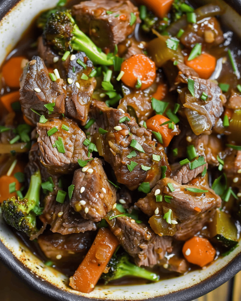 Slow Cooker Beef Tips and Vegetables