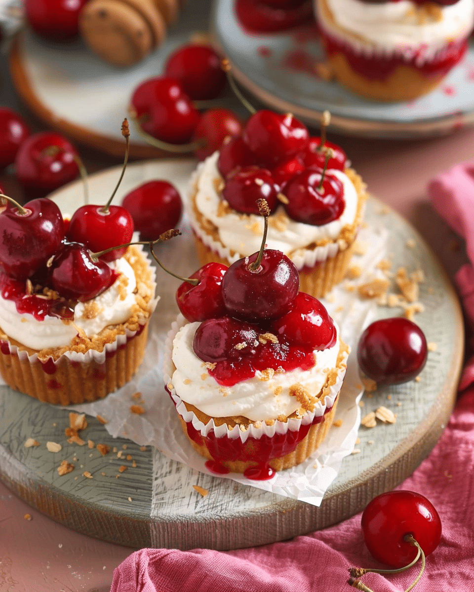No Bake Mini Cherry Cheesecakes