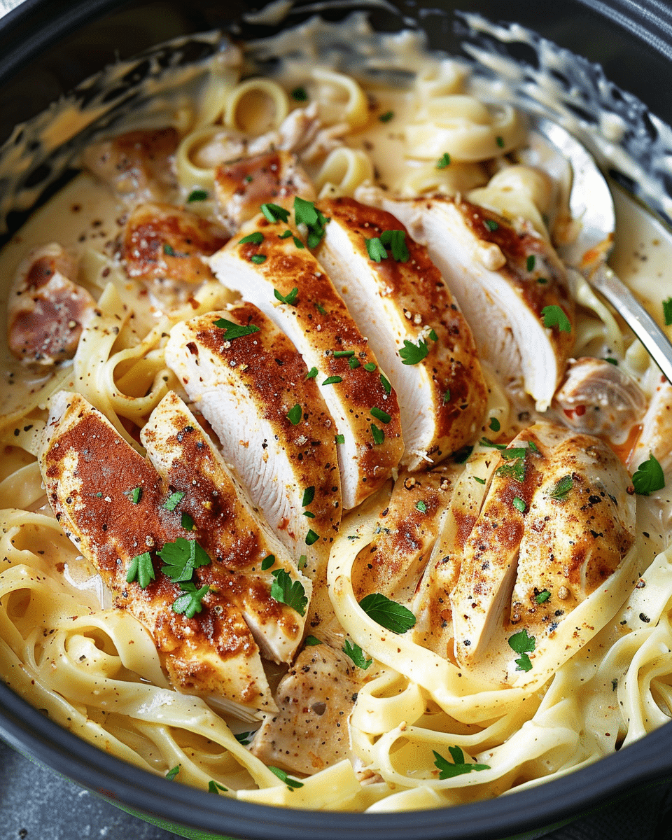 Slow Cooker Cajun Chicken Alfredo