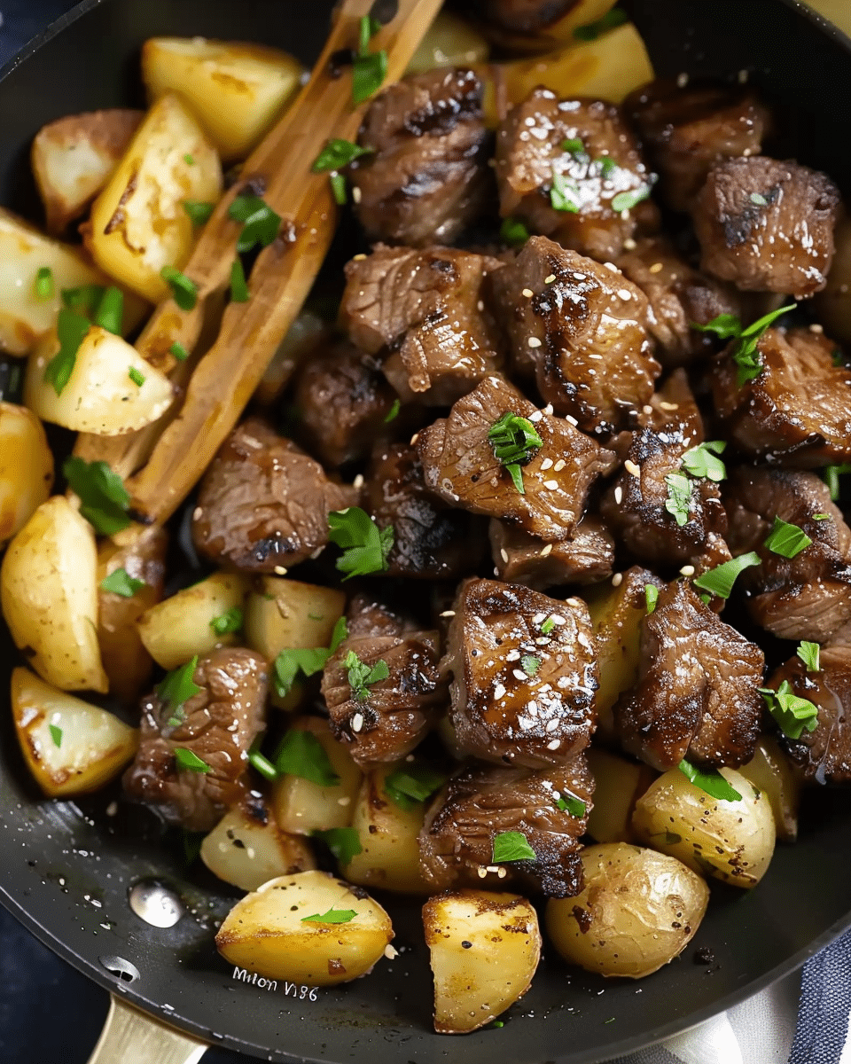 Asian Steak Bites and Potatoes