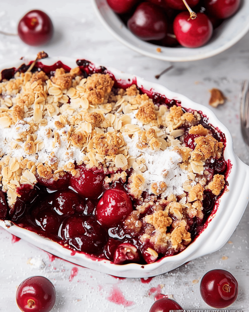 Cherry Crumble with Hazelnut Streusel