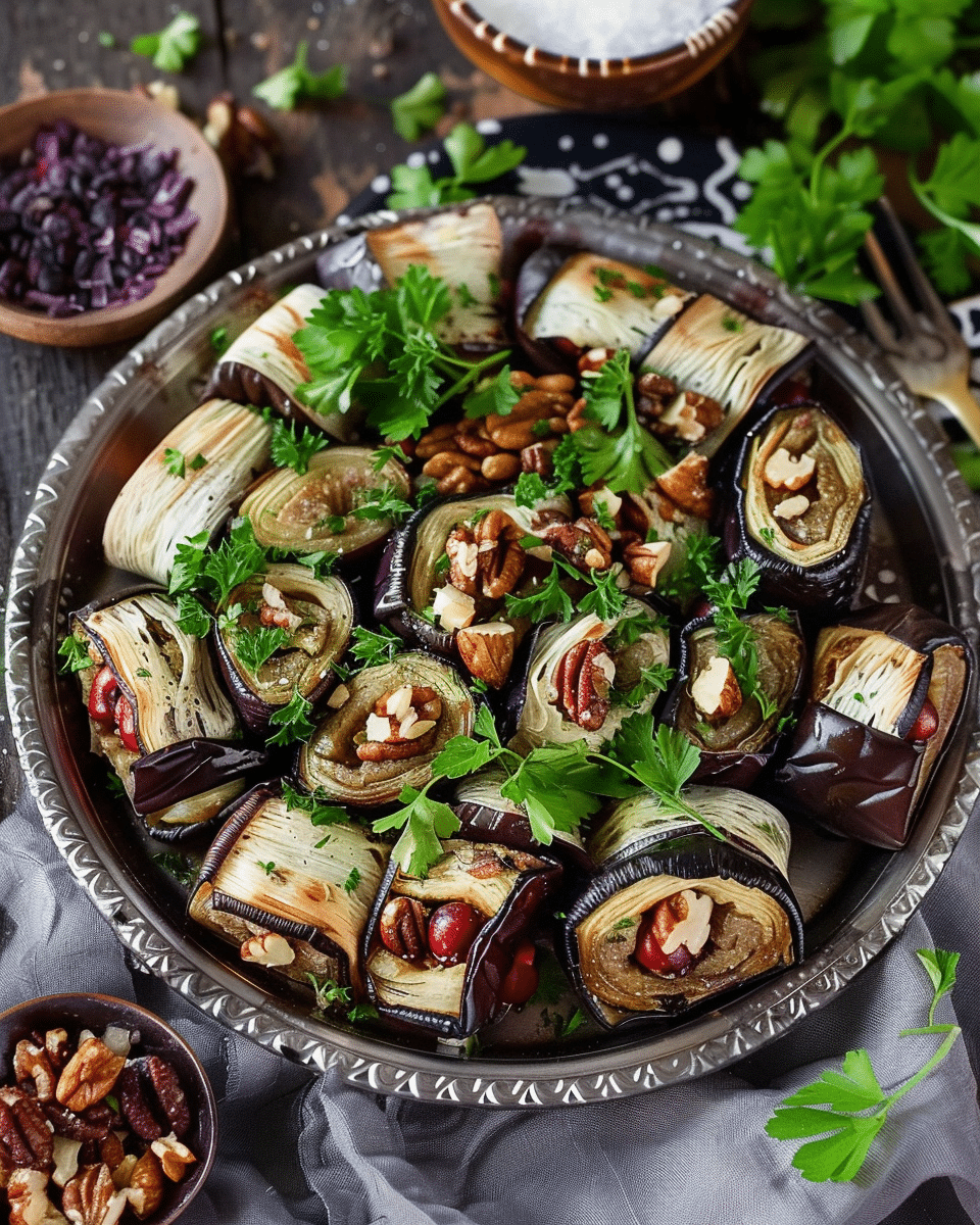 Georgian Eggplant Rolls with Walnuts