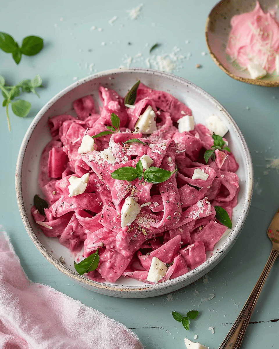 Pink Sauce Pasta with Beets and Goat Cheese