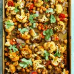 Sriracha Roasted Cauliflower and Chickpea Sheet Pan Meal