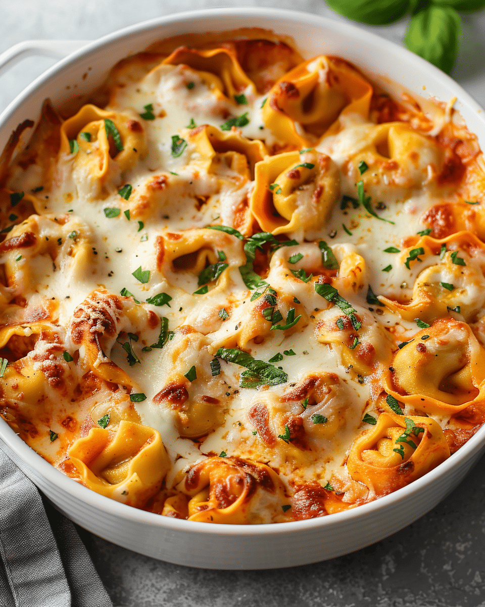 Chicken and Cheese Tortellini Bake