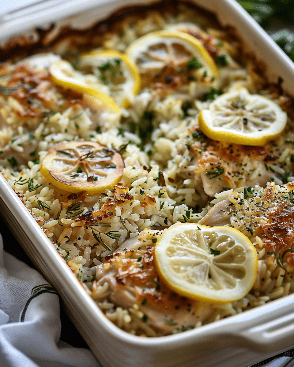Lemon Herb Chicken and Rice Casserole
