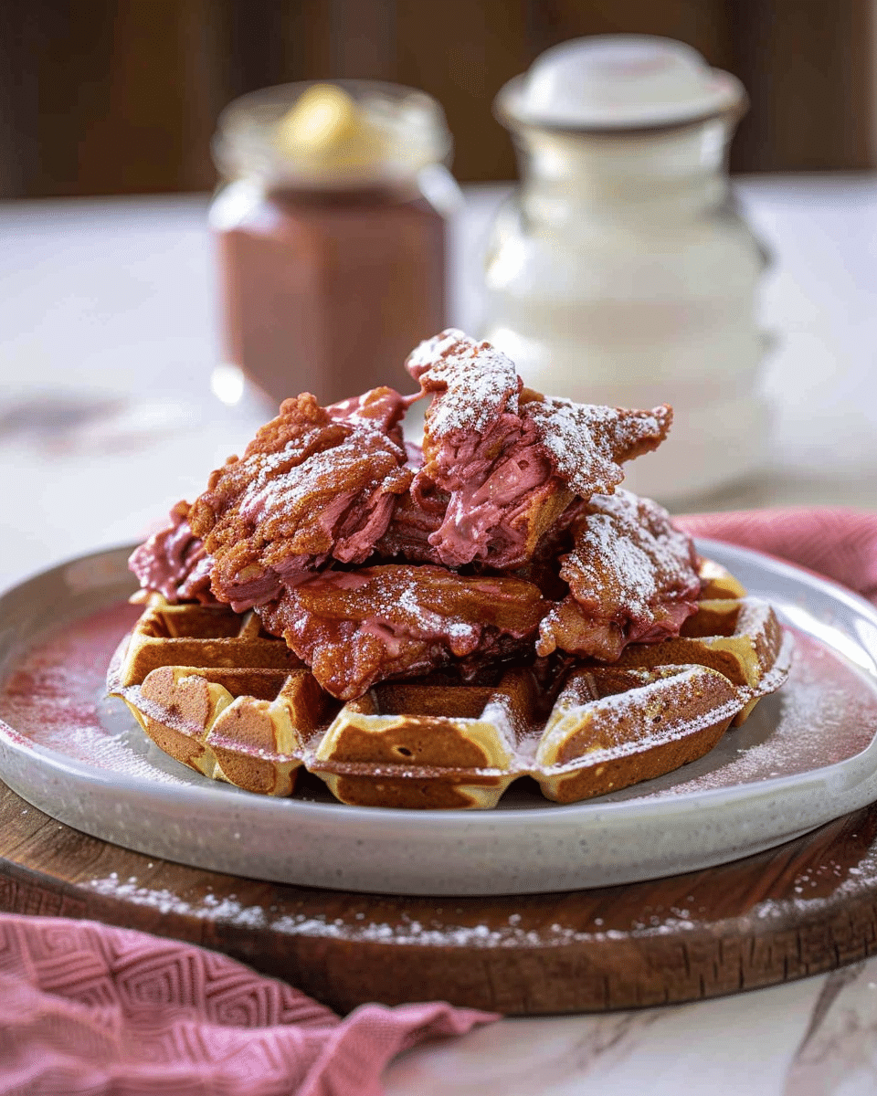 Red Velvet Waffles and Chicken