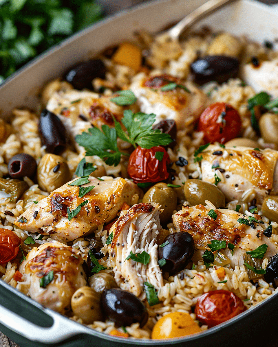 Mediterranean Chicken and Rice Casserole
