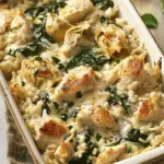 Chicken and Rice Casserole with Spinach and Artichokes