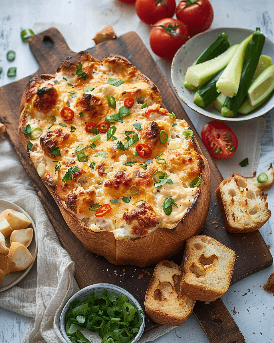 Cheesy Sriracha Cob Loaf Dip