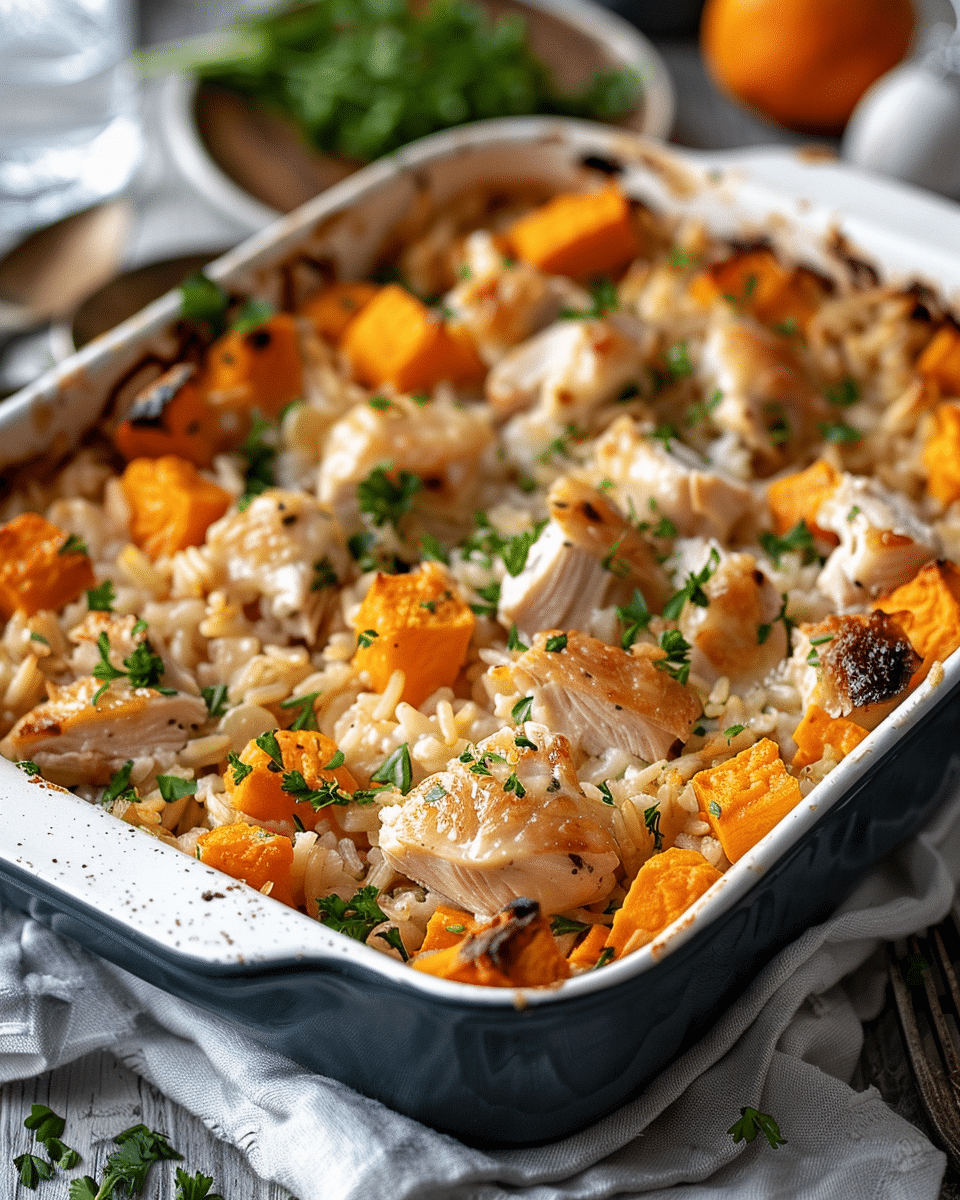 Chicken and Rice Casserole with Sweet Potatoes