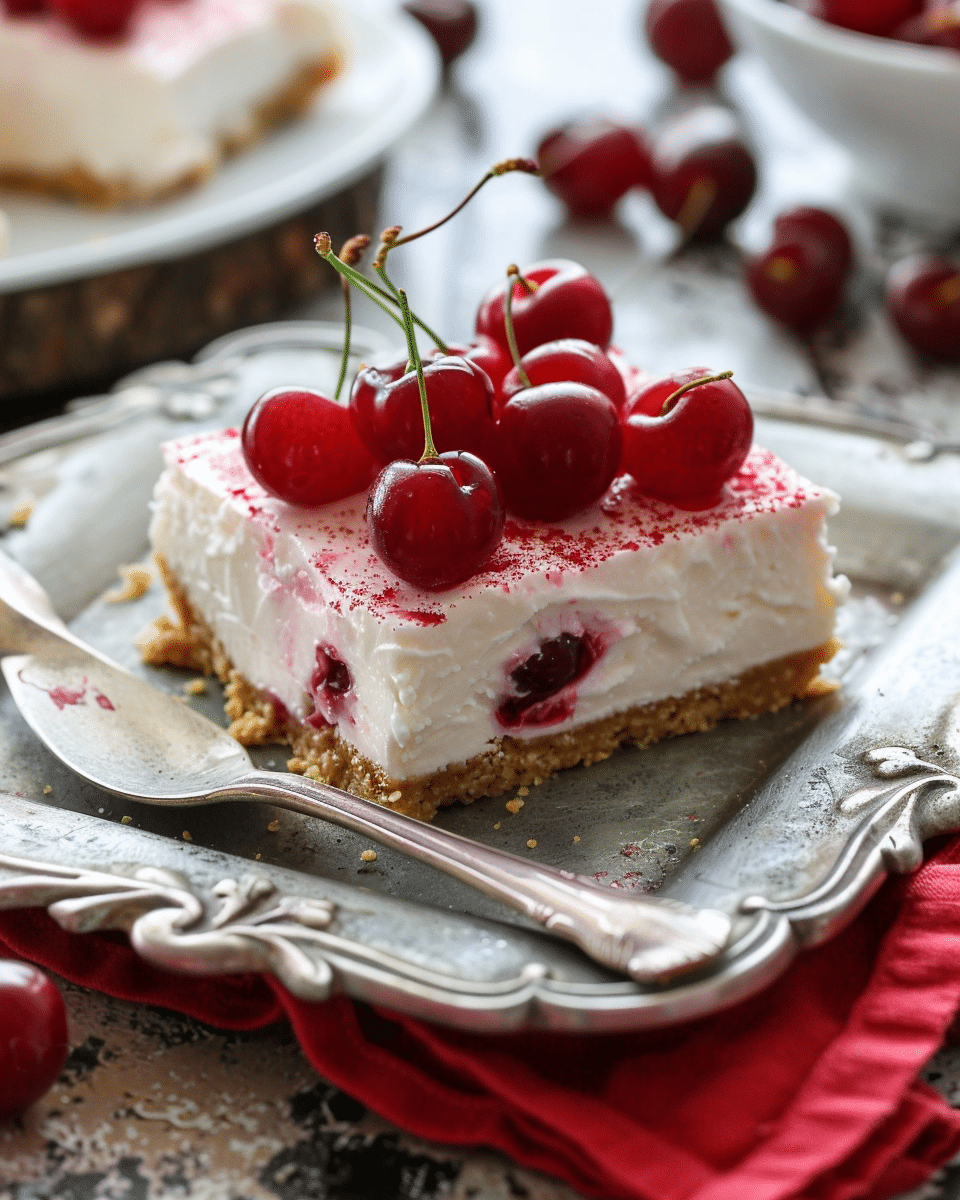No Bake Cherry Cheesecake Bars
