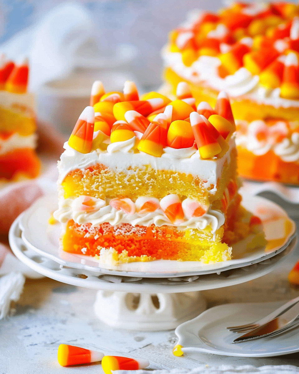 Candy Corn Poke Cake