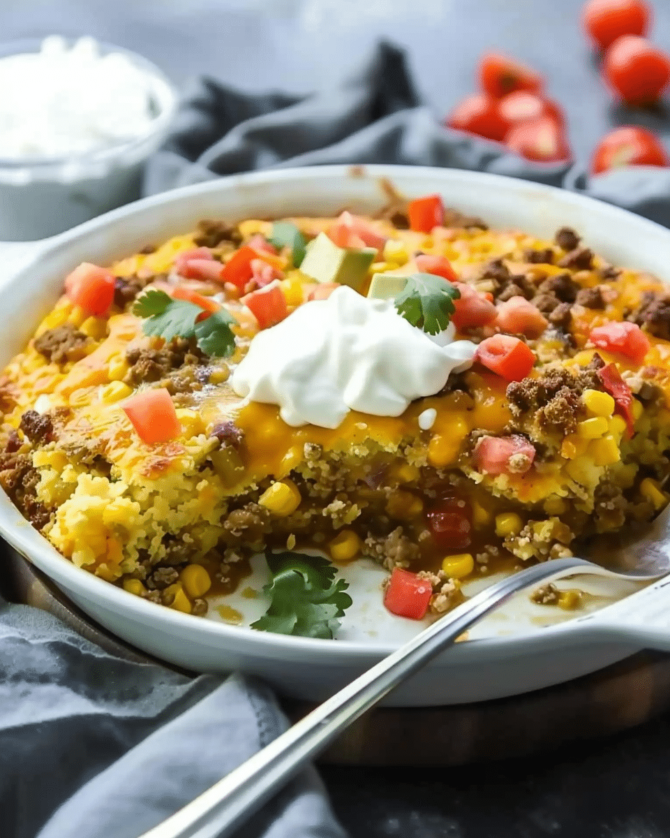 Cheesy Cornbread Taco Casserole