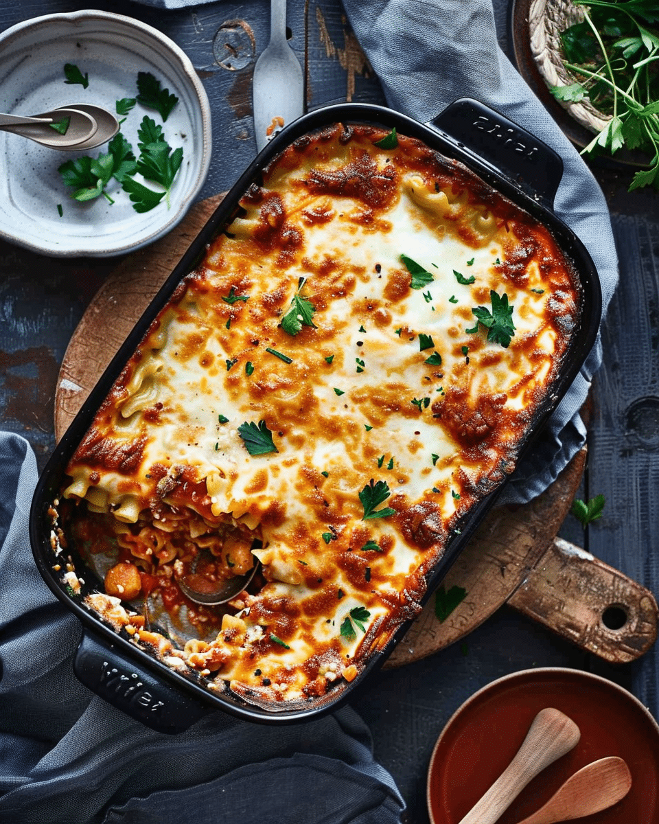Cheesy Moussaka Pasta Bake