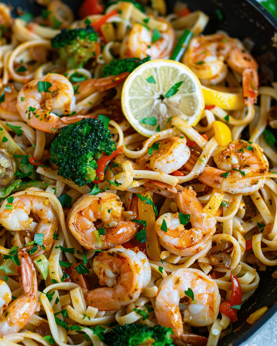 Cajun Shrimp Pasta with Lemon and Veggies