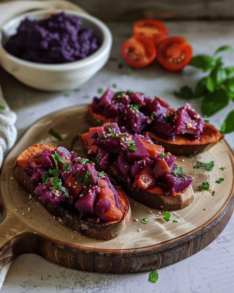 Purple Sweet Potato Bruschetta
