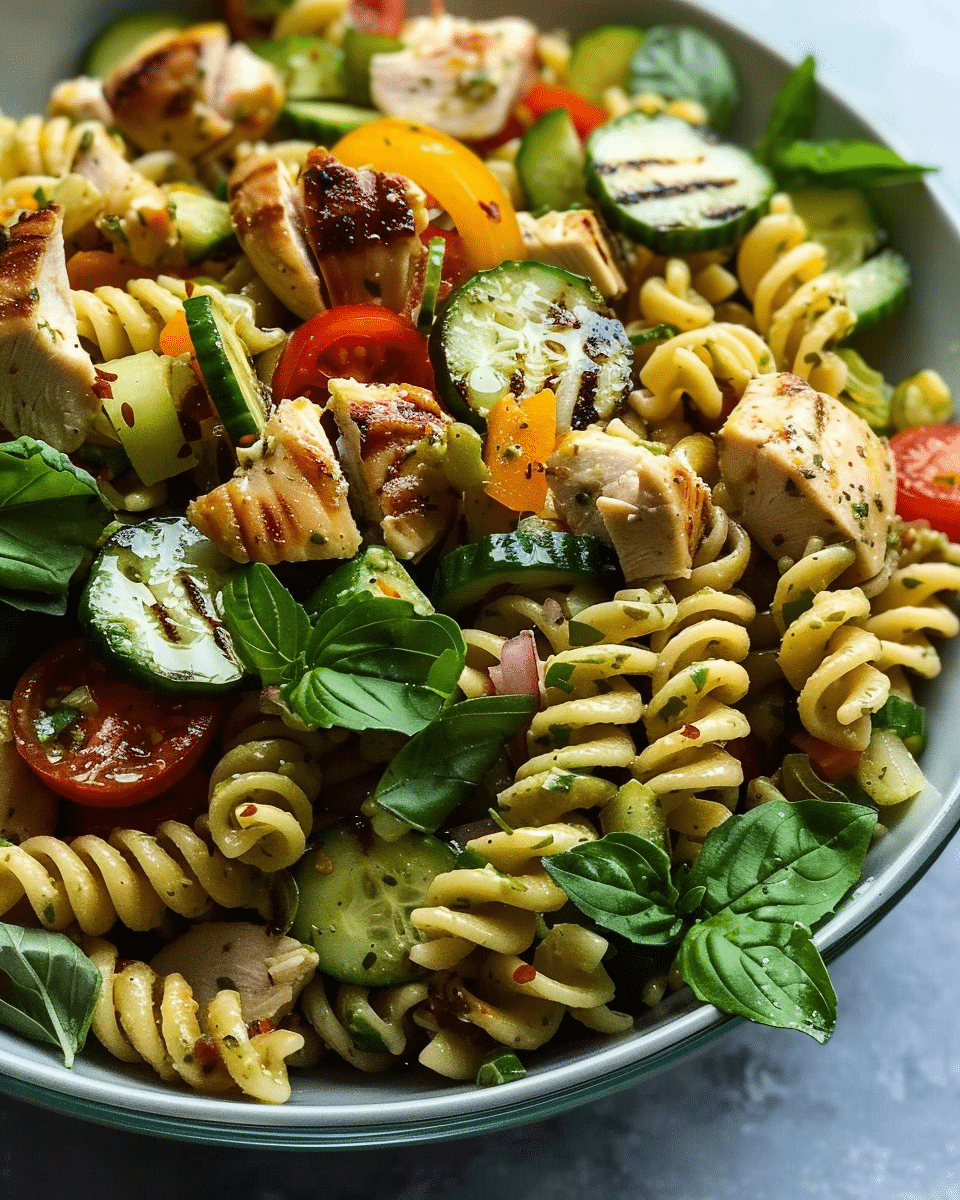 High Protein Pasta Salad with Chicken