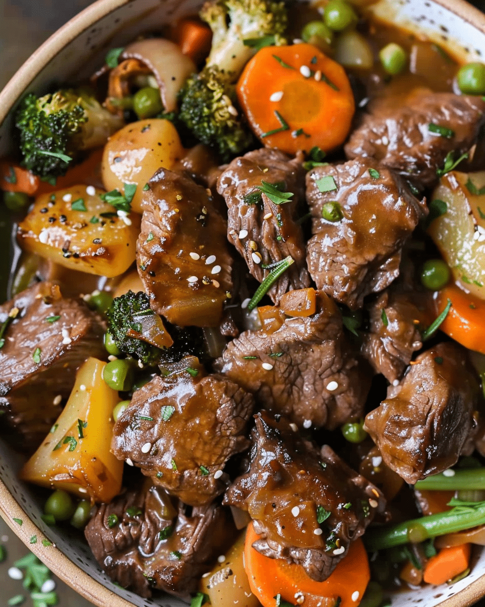 Slow Cooker Beef Tips and Vegetables