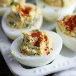 Deviled Eggs with Spinach & Artichoke Dip