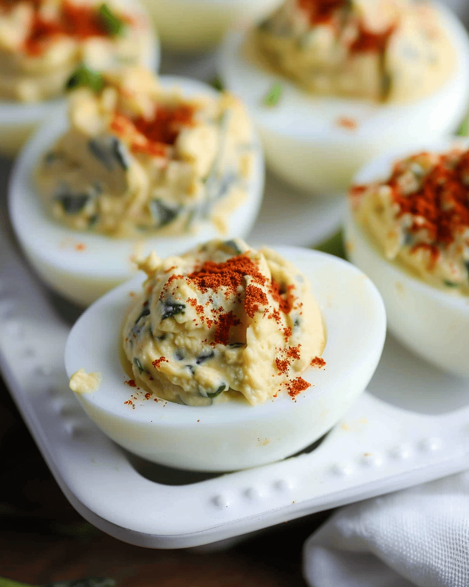 Deviled Eggs with Spinach & Artichoke Dip
