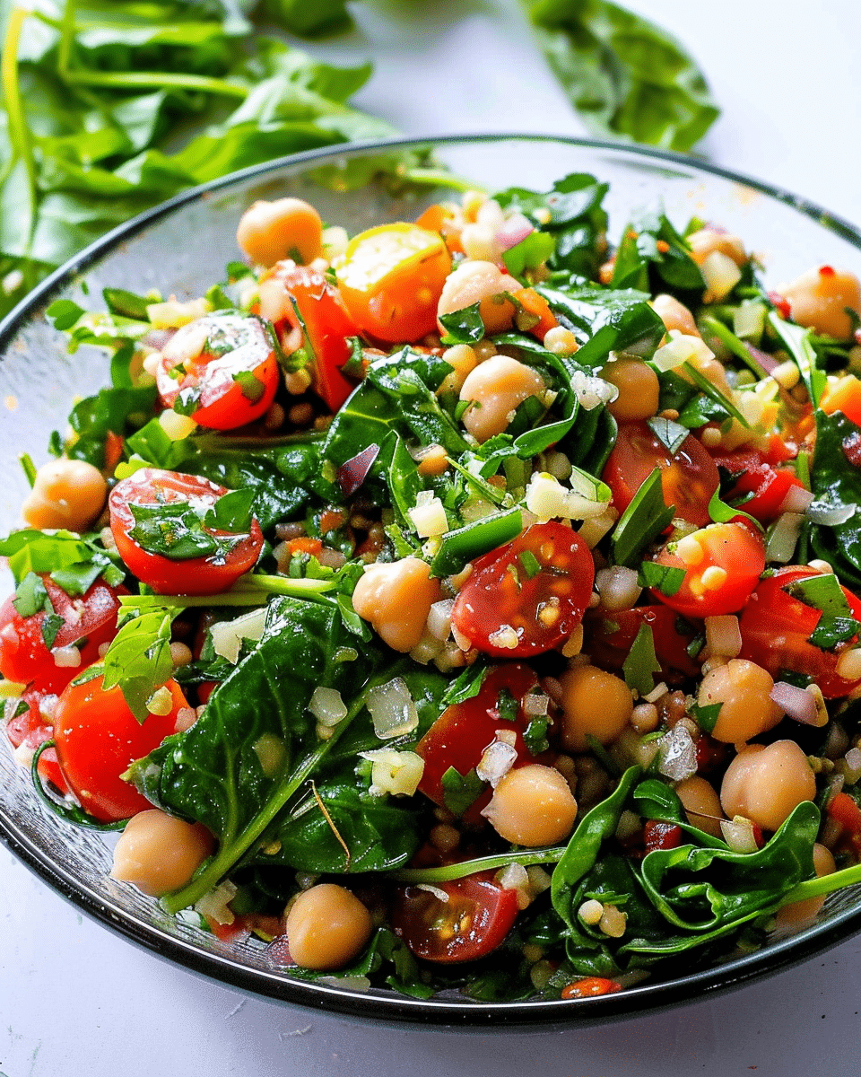 Spinach, Tomato and Chickpea Salad
