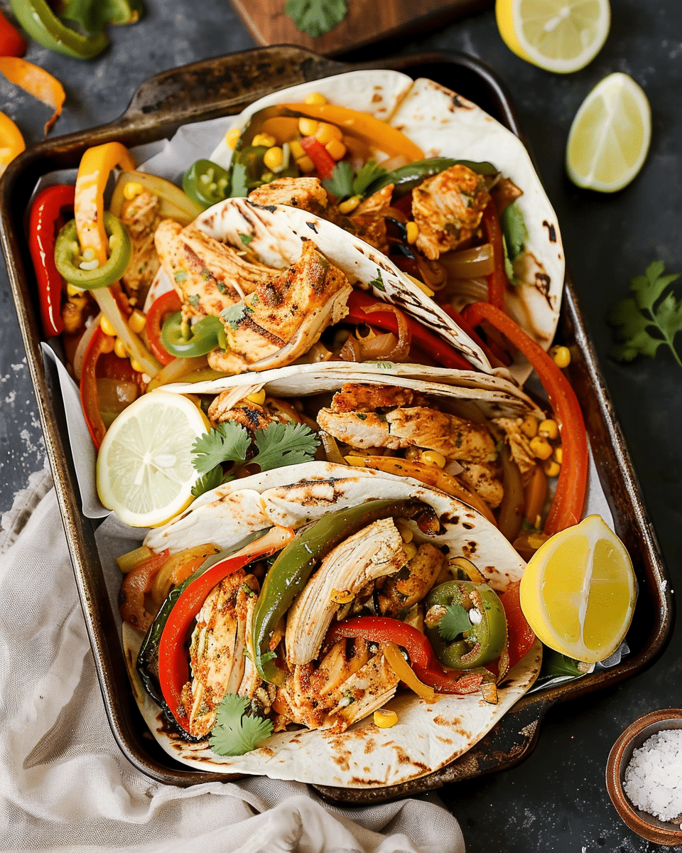 Sheet-Pan Poblano & Corn Chicken Fajitas