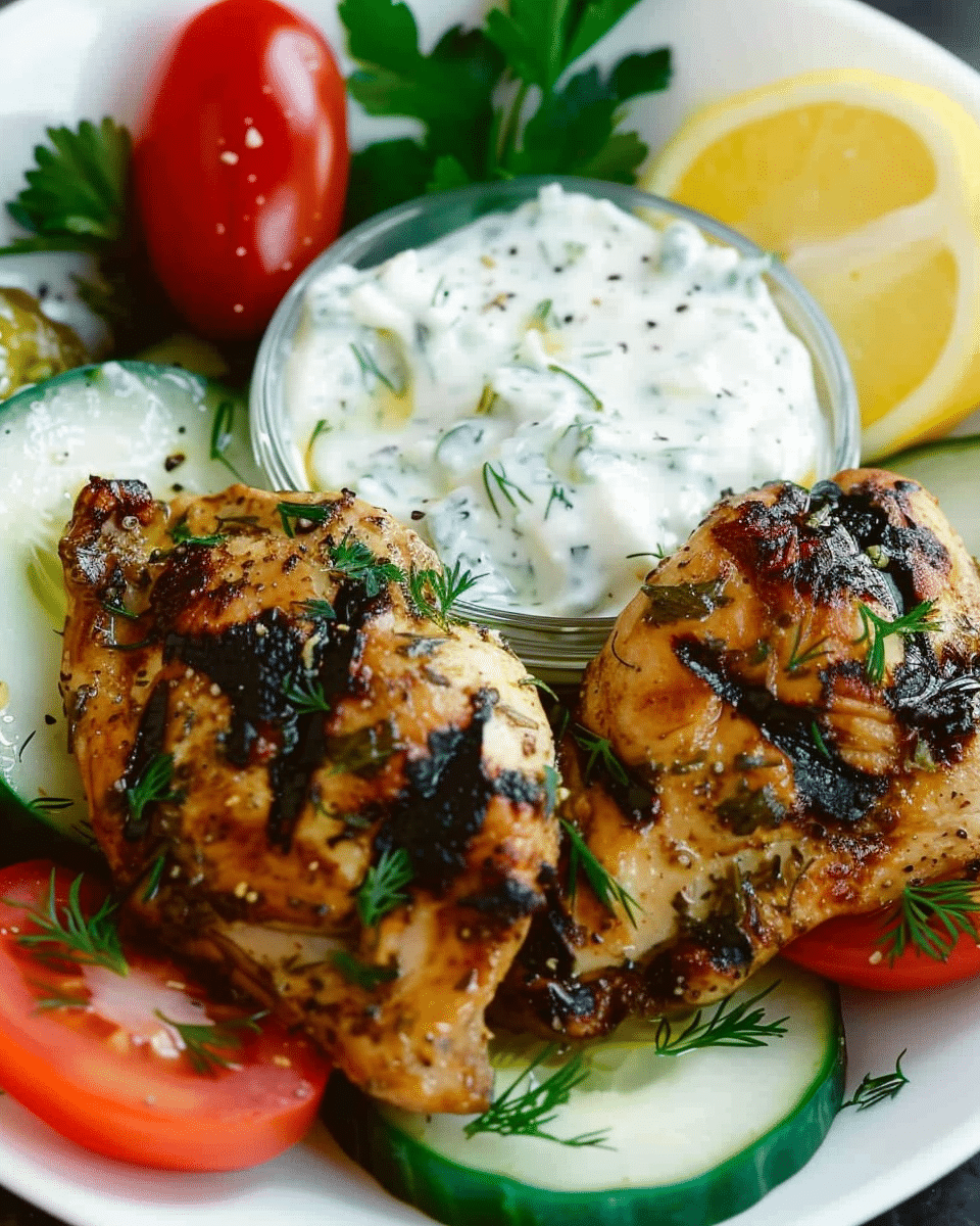 Greek Marinated Chicken with Tzatziki Sauce
