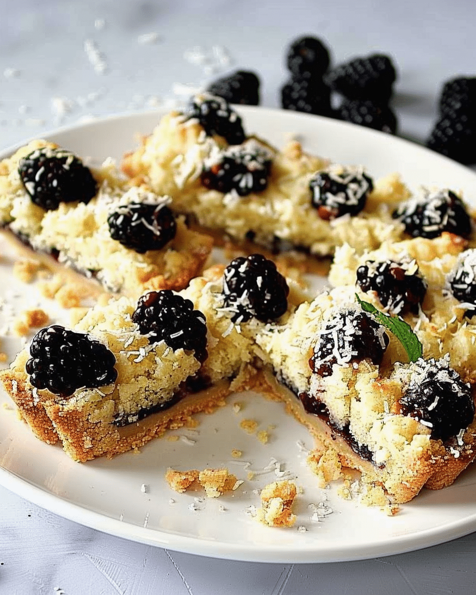Blackberry and Coconut Macaroon Tart