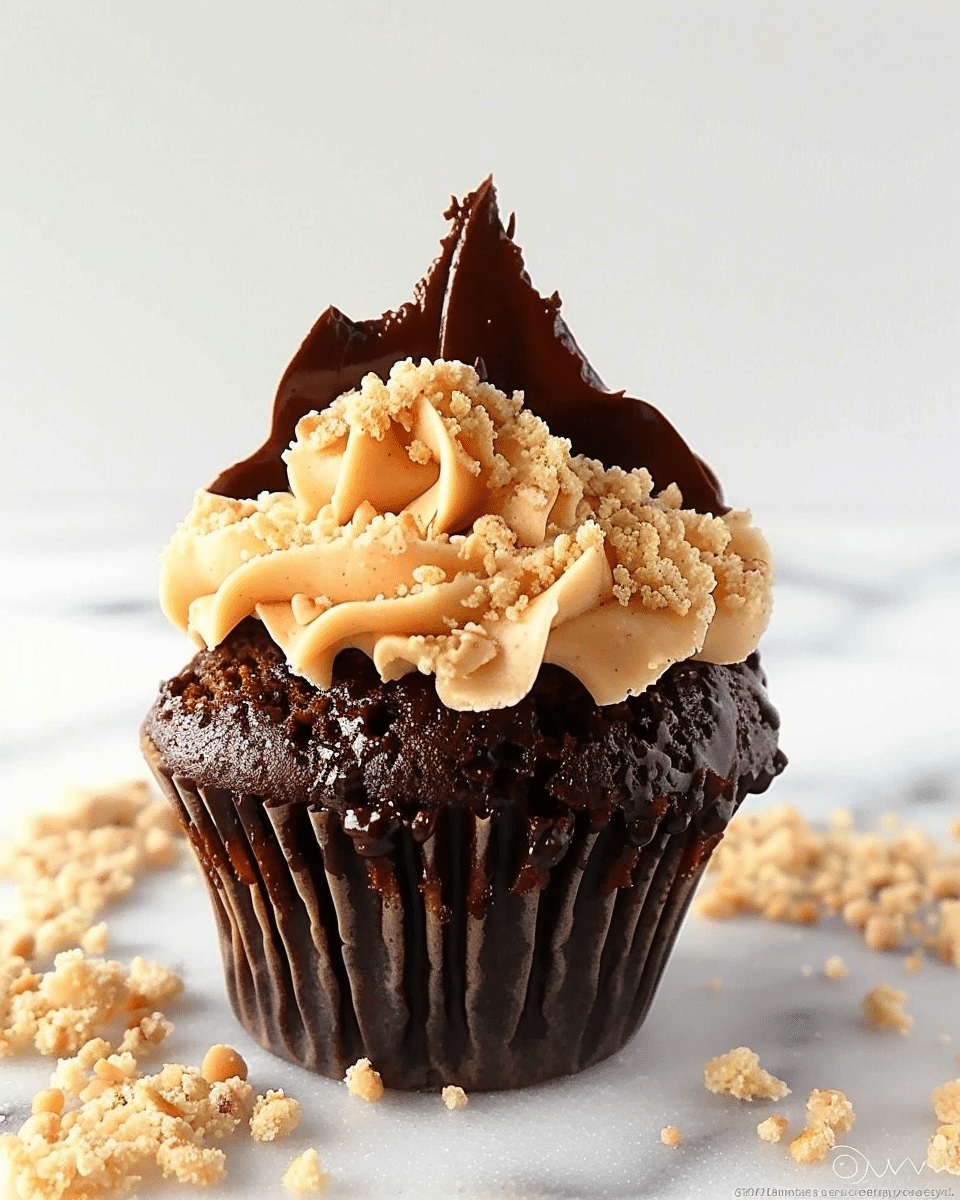 Peanut Butter Lava Fudge Cupcakes