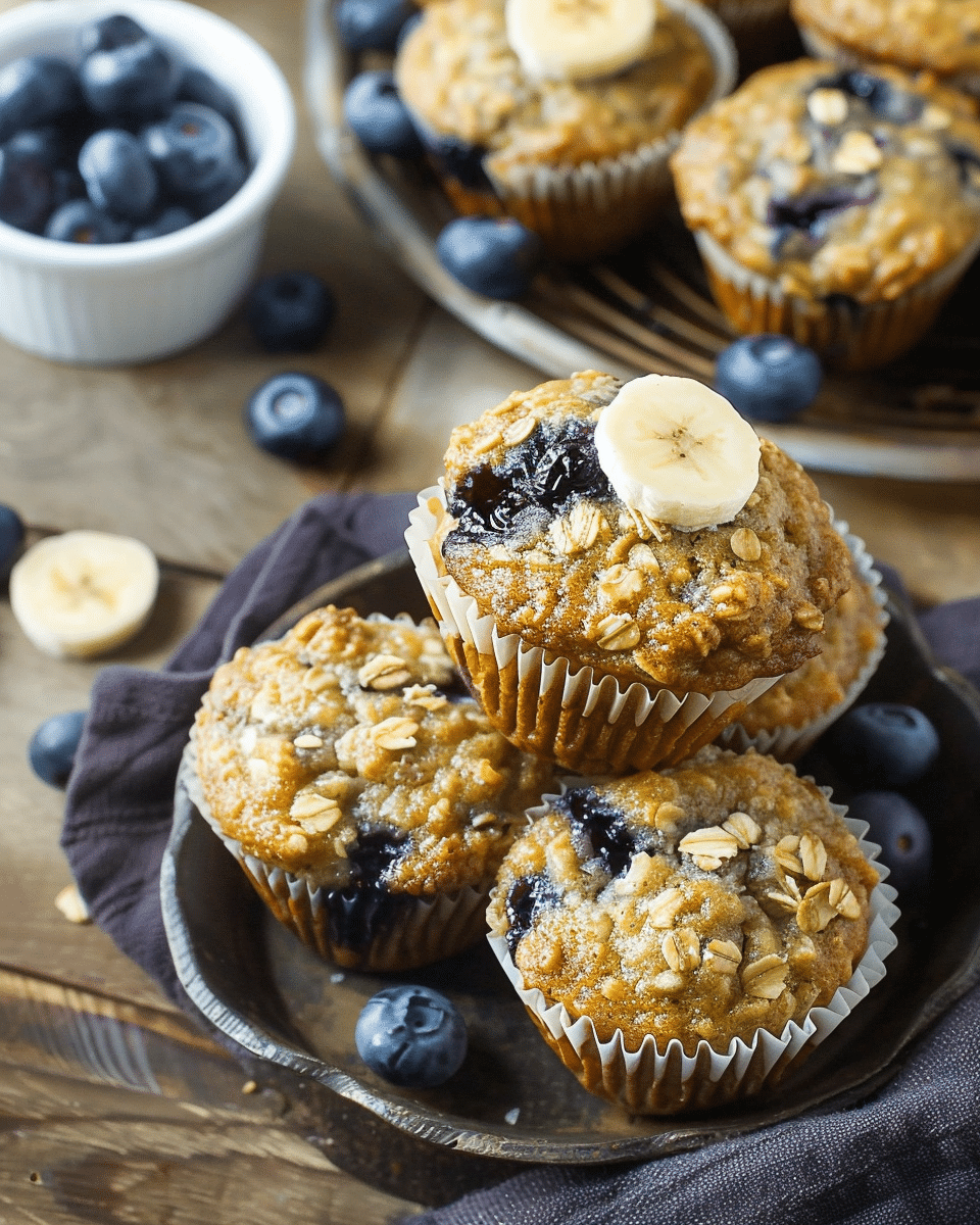Blueberry Banana Oatmeal Muffins
