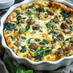 Sausage and Spinach Crustless Quiche