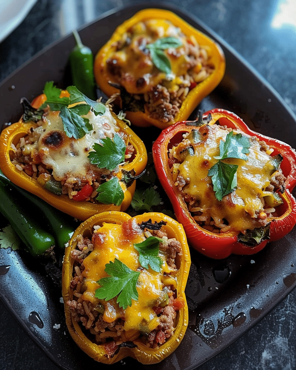 Stuffed Bell Peppers with Ground Turkey and Rice