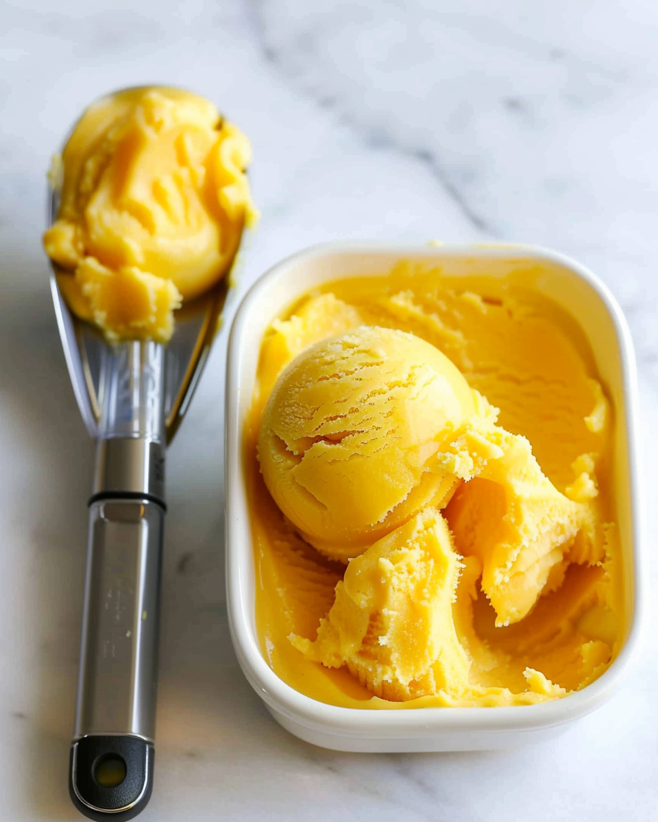 No Churn Mango Sorbet