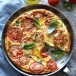 Burst Tomato Frittata with Fontina and Basil Oil