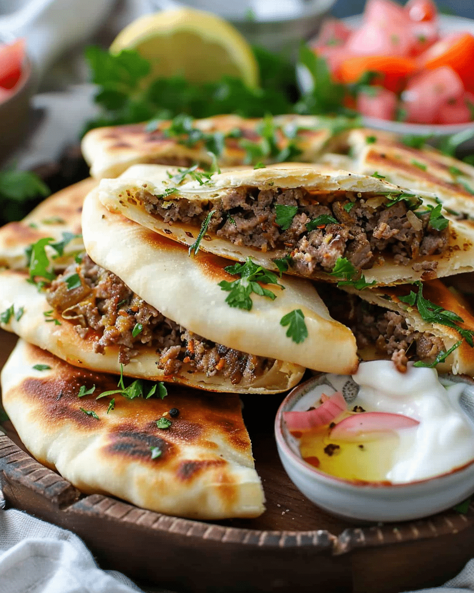 Arayes (Meat Stuffed Pitas)