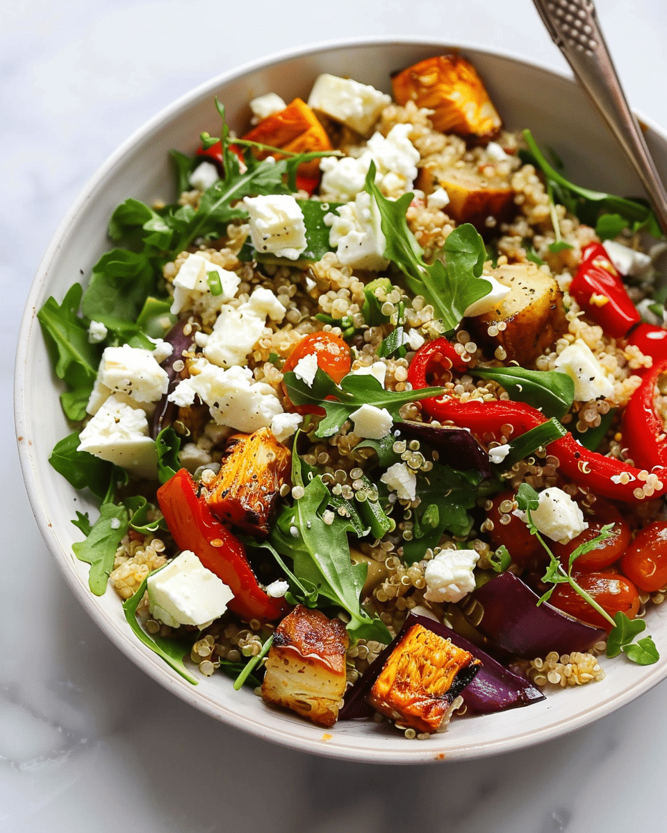 Healthy Quinoa Salad With Feta & Roasted Veg
