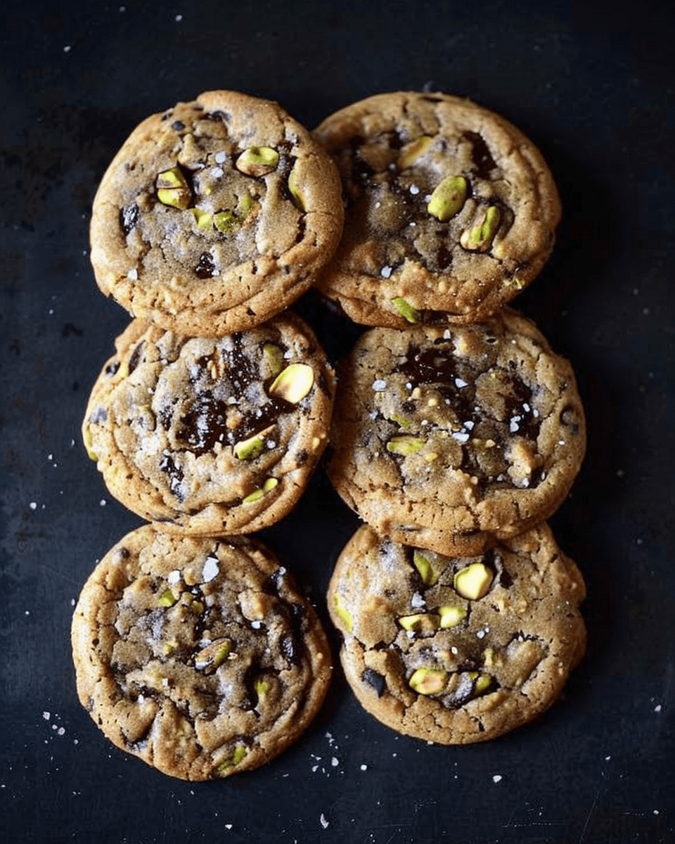 Dark Chocolate, Pistachio, and Smoked Sea Salt Cookies