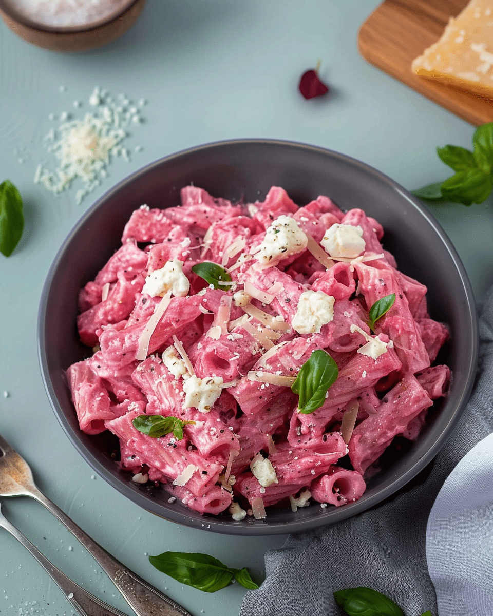 Pink Sauce Pasta with Beets and Goat Cheese