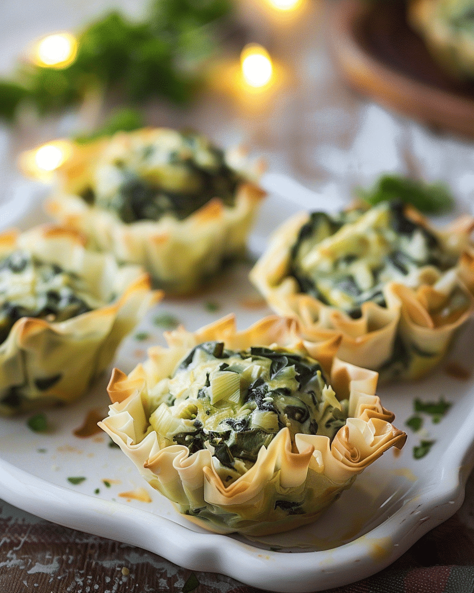 Phyllo Cups with Spinach and Artichoke Dip