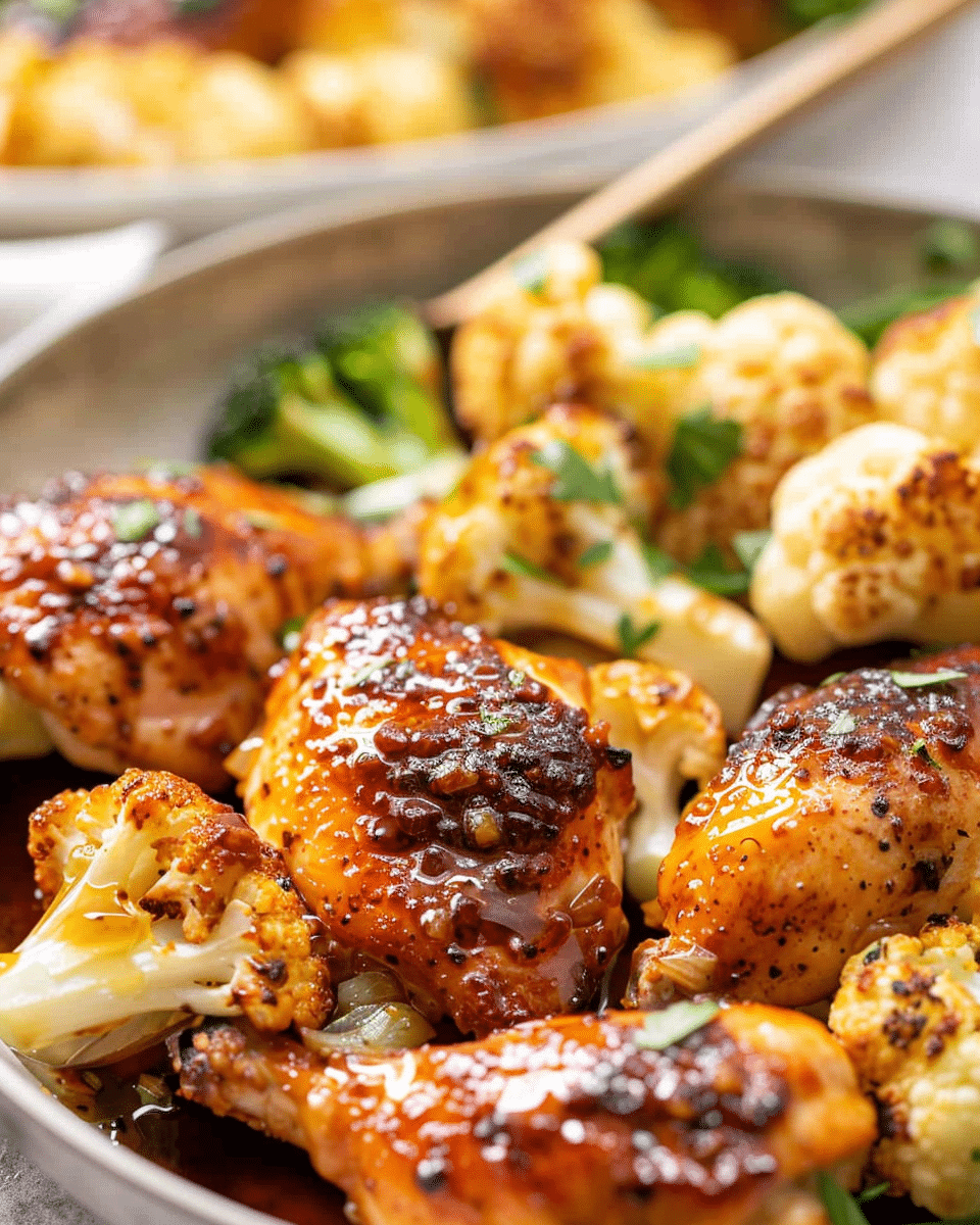 Sheet Pan Honey Garlic Chicken and Cauliflower Recipe