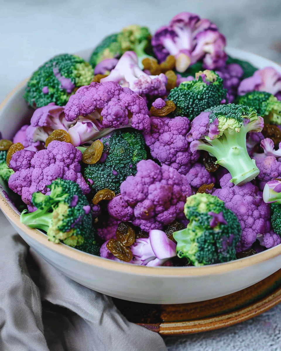 Purple Cauliflower & Broccoli Raisin Salad