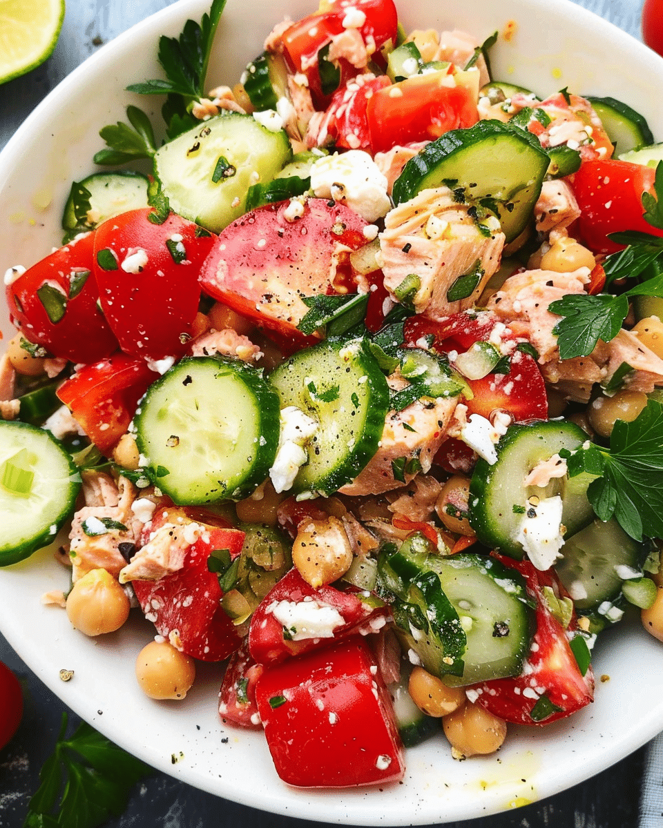 Easy Mediterranean Chickpea Tuna Salad