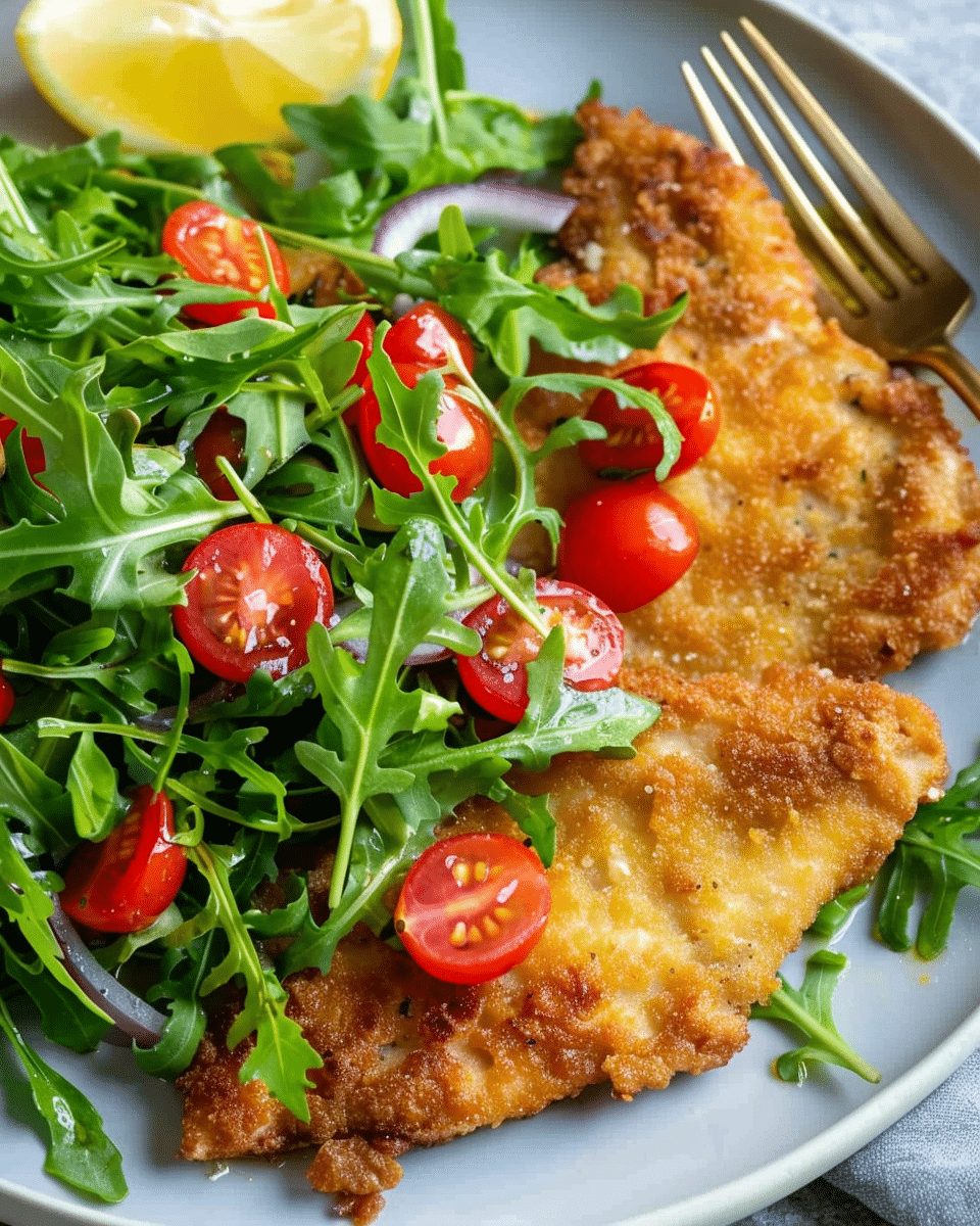 Chicken Milanese with Cherry Tomato and Arugula Salad