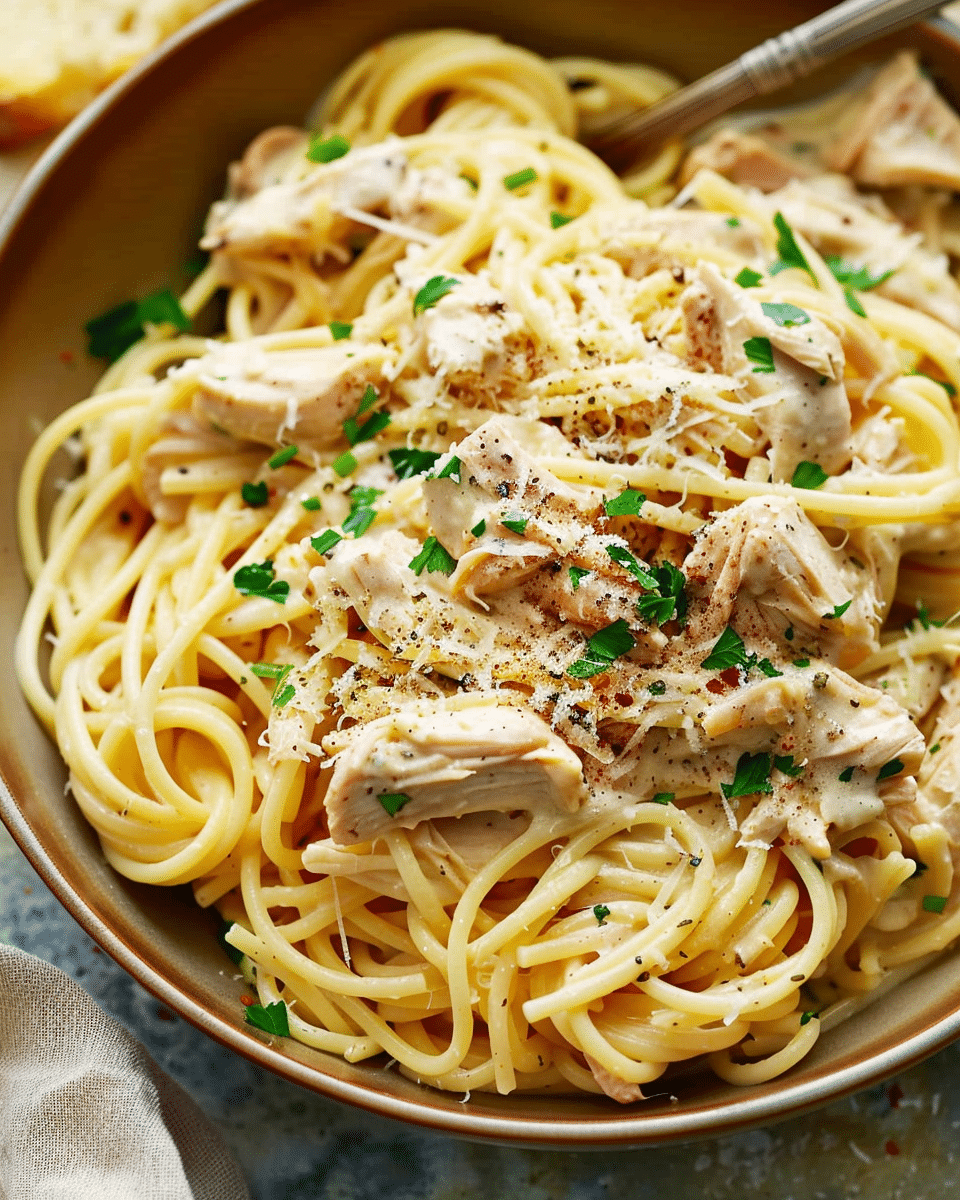 Easy Slow Cooker Angel Chicken Pasta