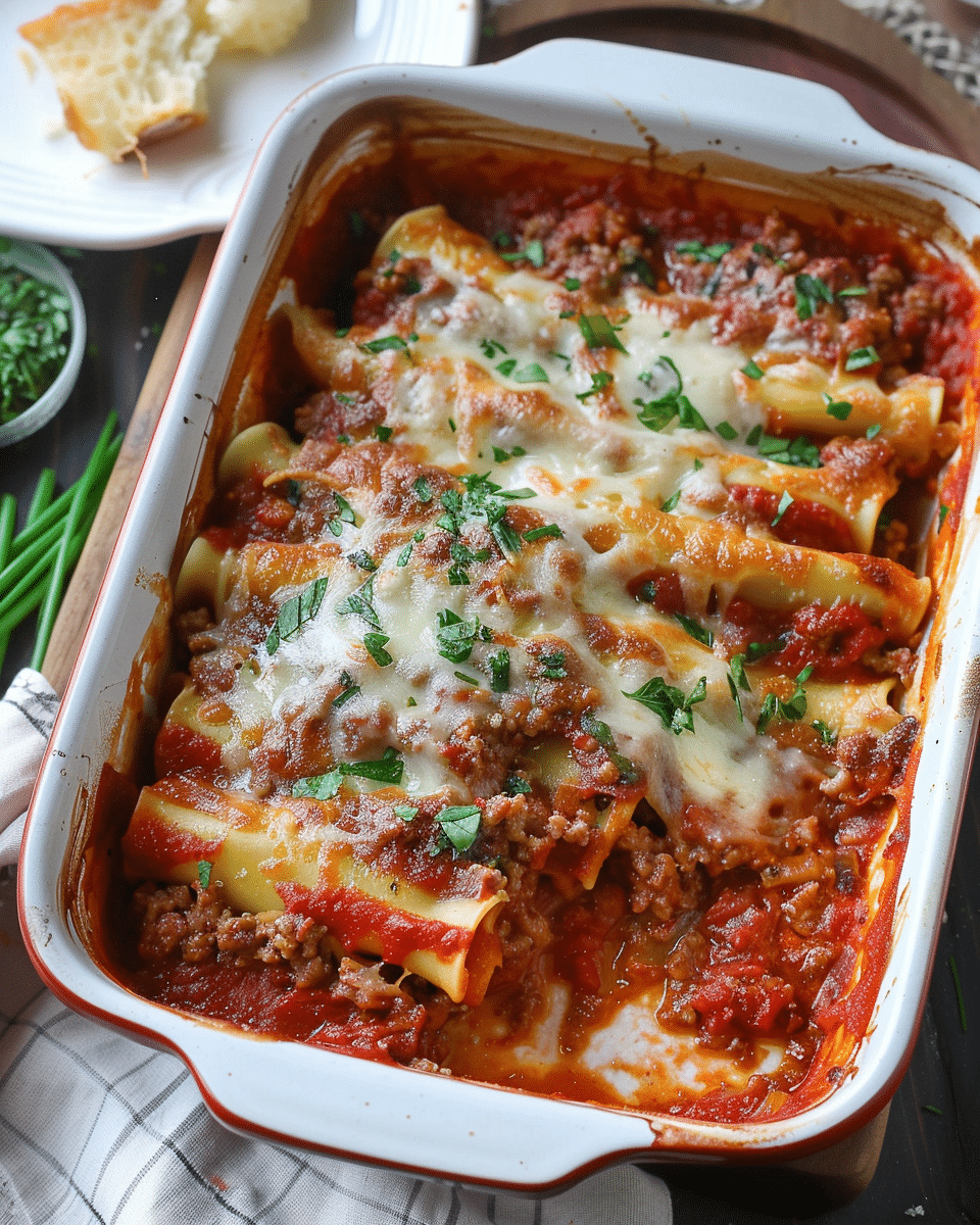 Extra Veggie Manicotti with Meat Sauce