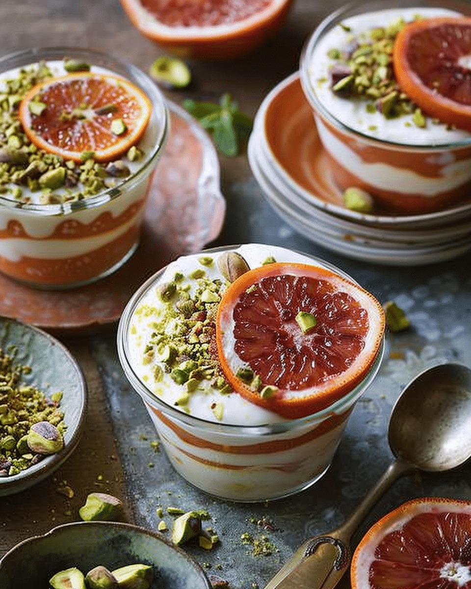 Blood Orange and Pistachio Pots
