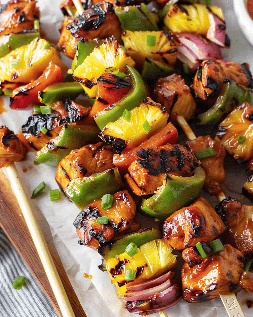 Hawaiian Chicken Pineapple Kabobs