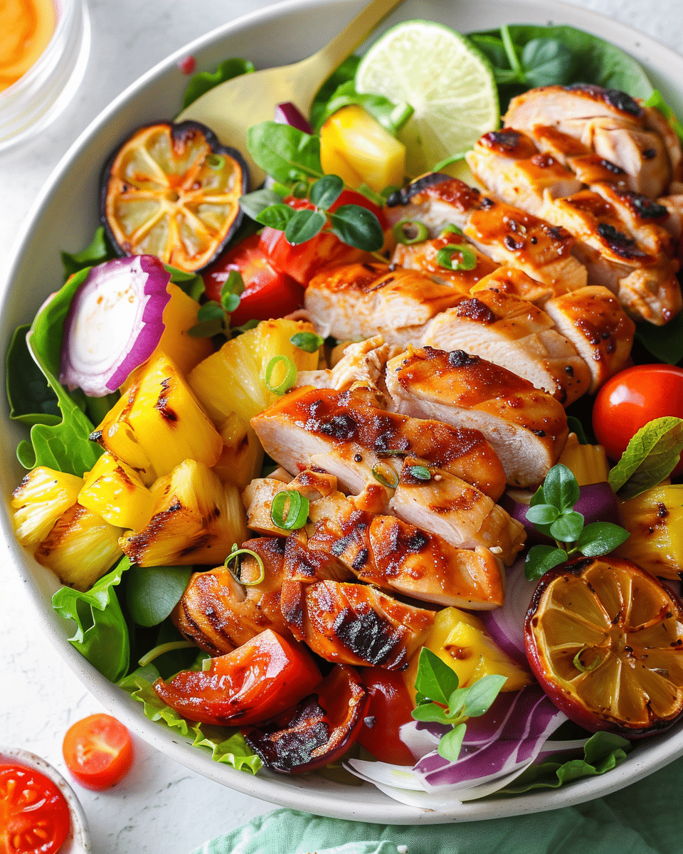 BBQ Hawaiian Chicken Salad with Pineapple