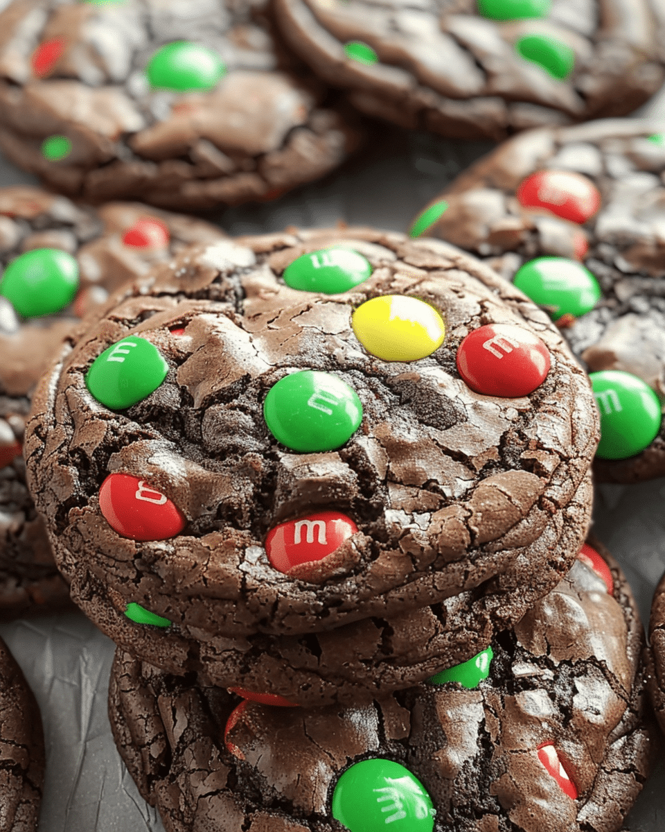 Mint M&M Brownie Cookies
